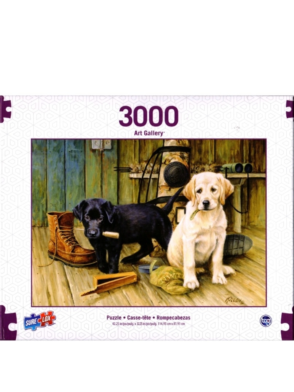 NIB SURE LOX Labrador Retriever Jigsaw Puzzle 3000 Pc Yellow Black Lab Sure-Lox